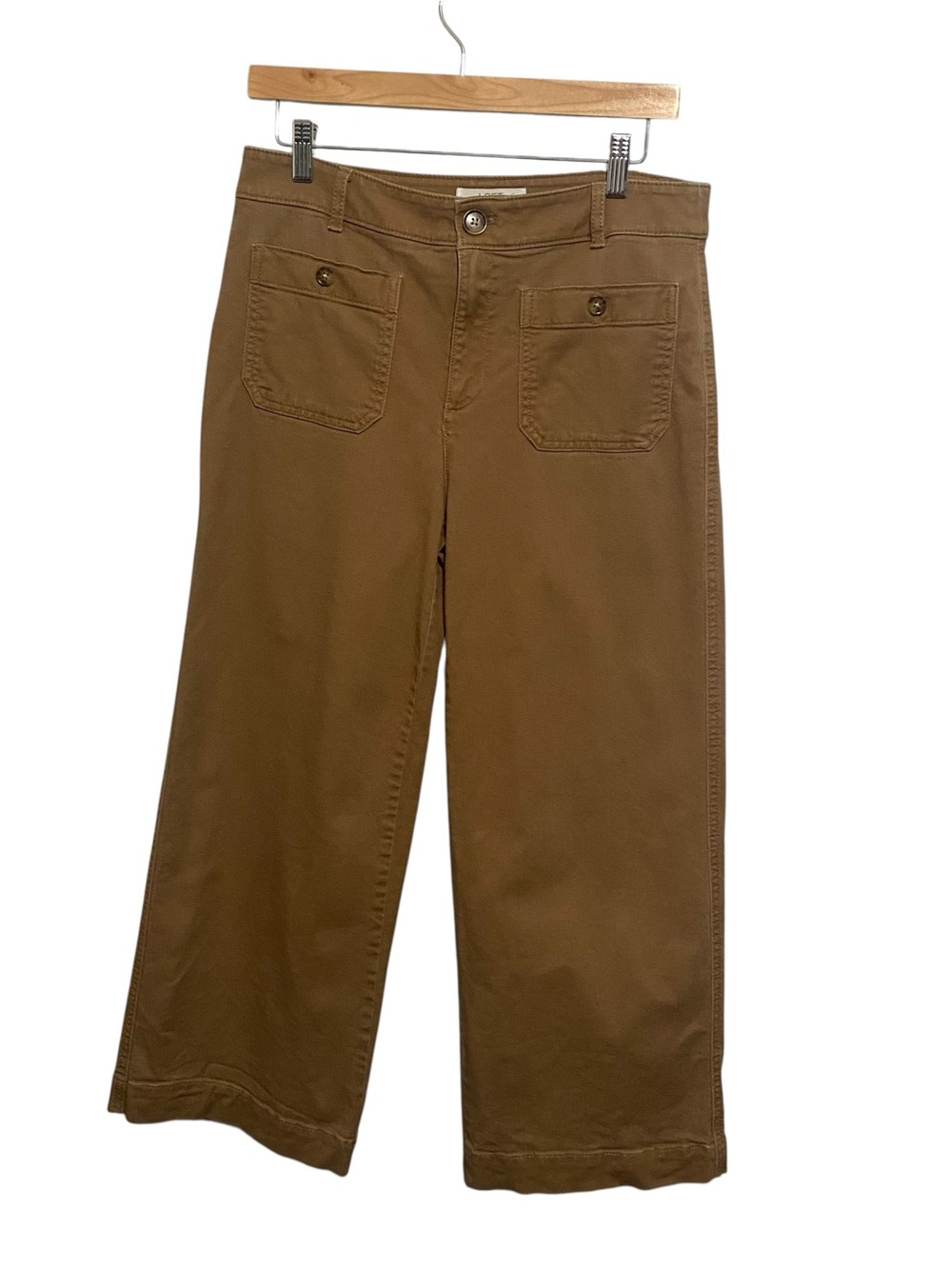 Loft Tan Brown The Palmer Wide Leg Mid Rise Crop Pants Size 6